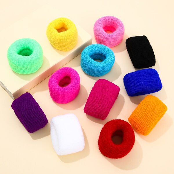 

12pcs Solid Hair Tie, Multicolor