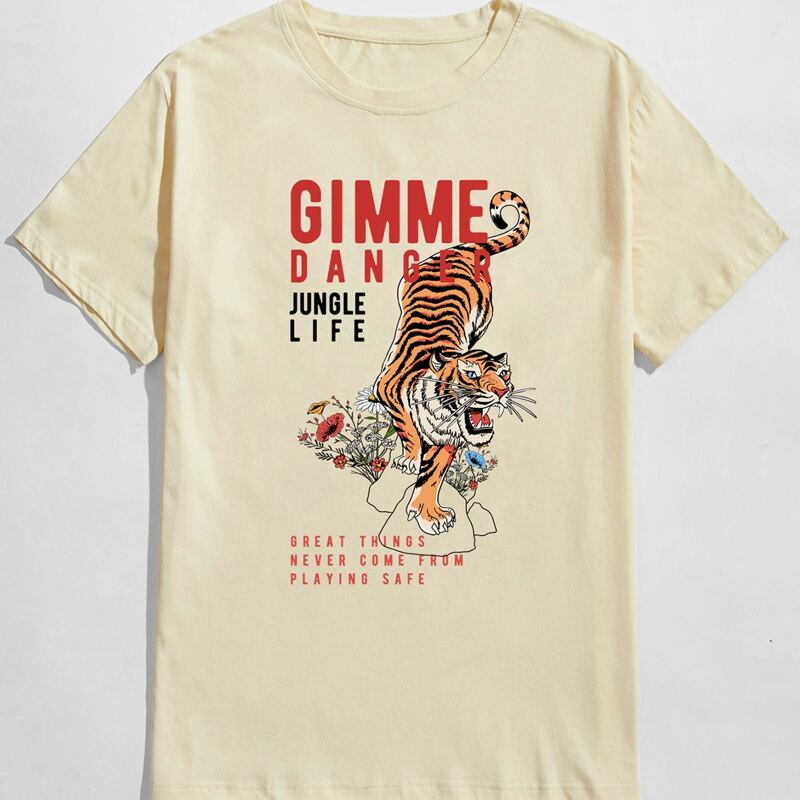 

Guys Letter Tiger Graphic Tee, Beige
