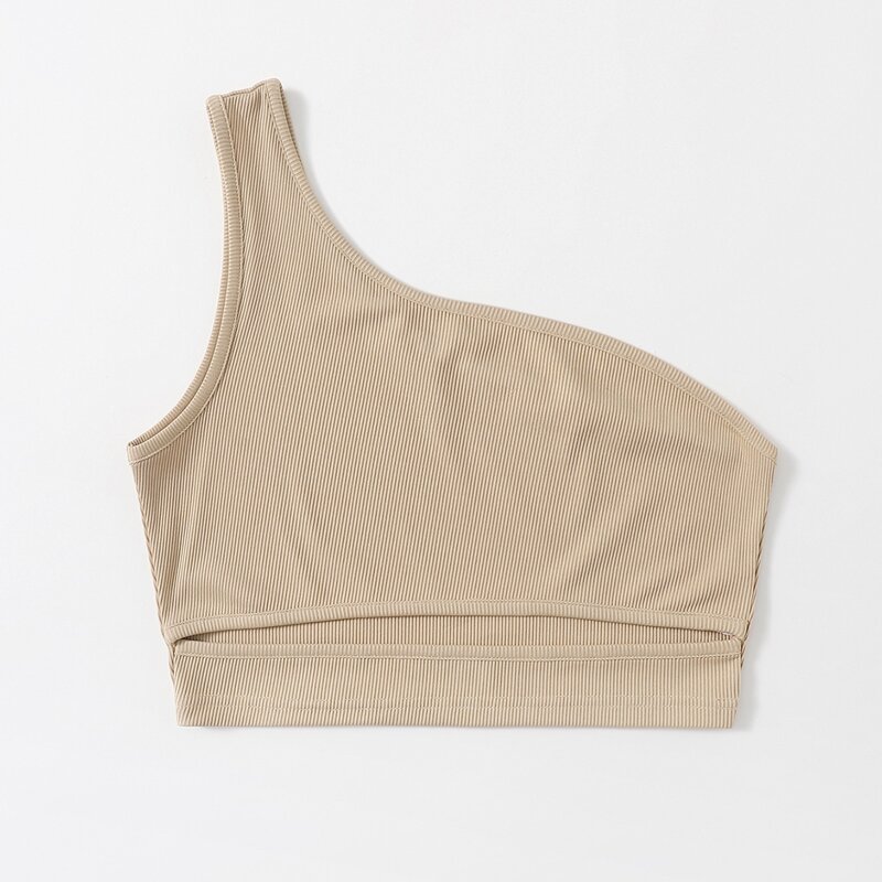 

Solid One Shoulder Cut Out Top, Mocha brown