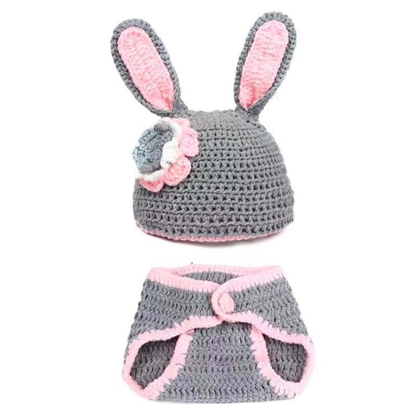 

Newborn Girl Photography Knit Hat With Shorts, Grey