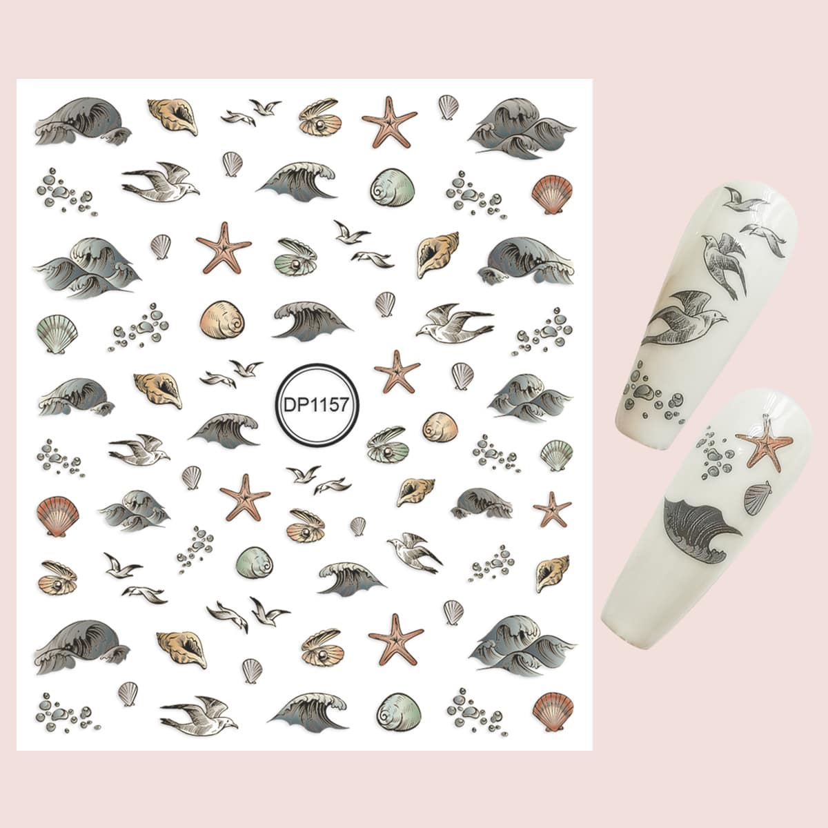 

1sheet Bird Pattern Nail Art Sticker, Multicolor