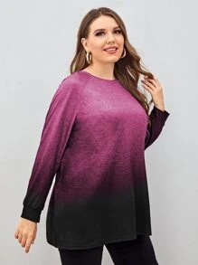 Camiseta De Manga Raglán Degradada Para Tallas Grandes - Multicolor - Ver 5
