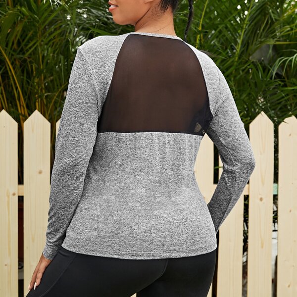 

Plus Mesh Insert Sports Tee, Grey