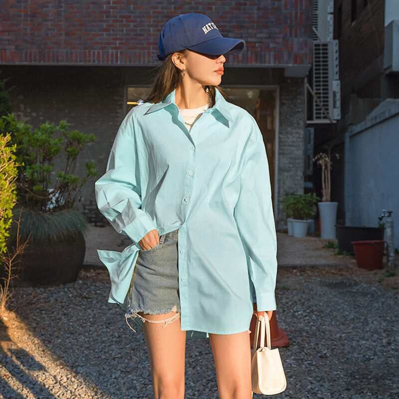 

Solid Drop Shoulder Blouse, Mint green
