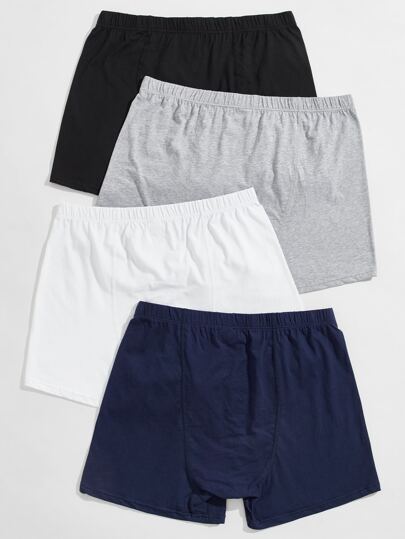 Men 4 Packs Solid Pajama Shorts Sleep Shorts