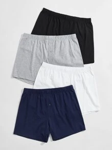 Męskie 4-pak jednolitych szortów piżamowych, szorty do spania - Wielokolorowe - Zobacz 3