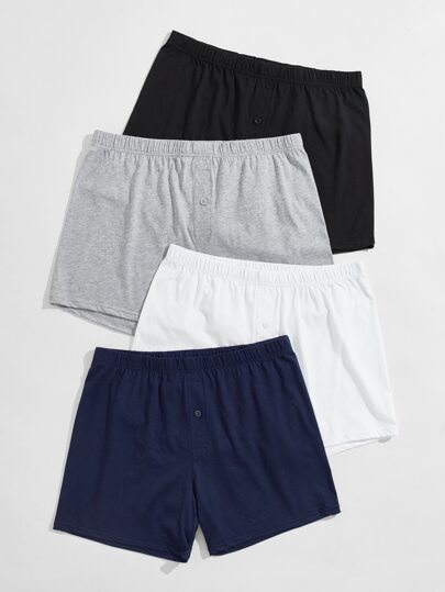 Men 4 Packs Solid Pajama Shorts Sleep Shorts