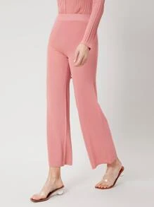 SHEIN Essnce VISCOSE WIDE LEG KNIT TROUSERS - Dusty Pink - View 1