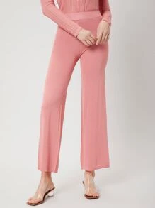 SHEIN Essnce VISCOSE WIDE LEG KNIT TROUSERS - Dusty Pink - View 6