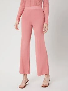 SHEIN Essnce VISCOSE WIDE LEG KNIT TROUSERS - Dusty Pink - View 7
