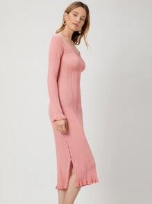 SHEIN Unity 人造棉合身毛衣洋裝 - 粉色 - 查看 9