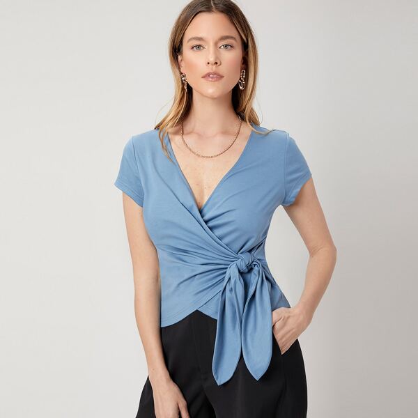 

100% COTTON WRAP KNOTTED TOP, Blue