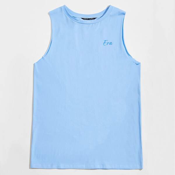

Men Letter Graphic Tank Top, Baby blue