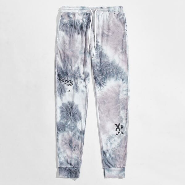 

Men Letter Graphic Tie Dye Sweatpants, Multicolor