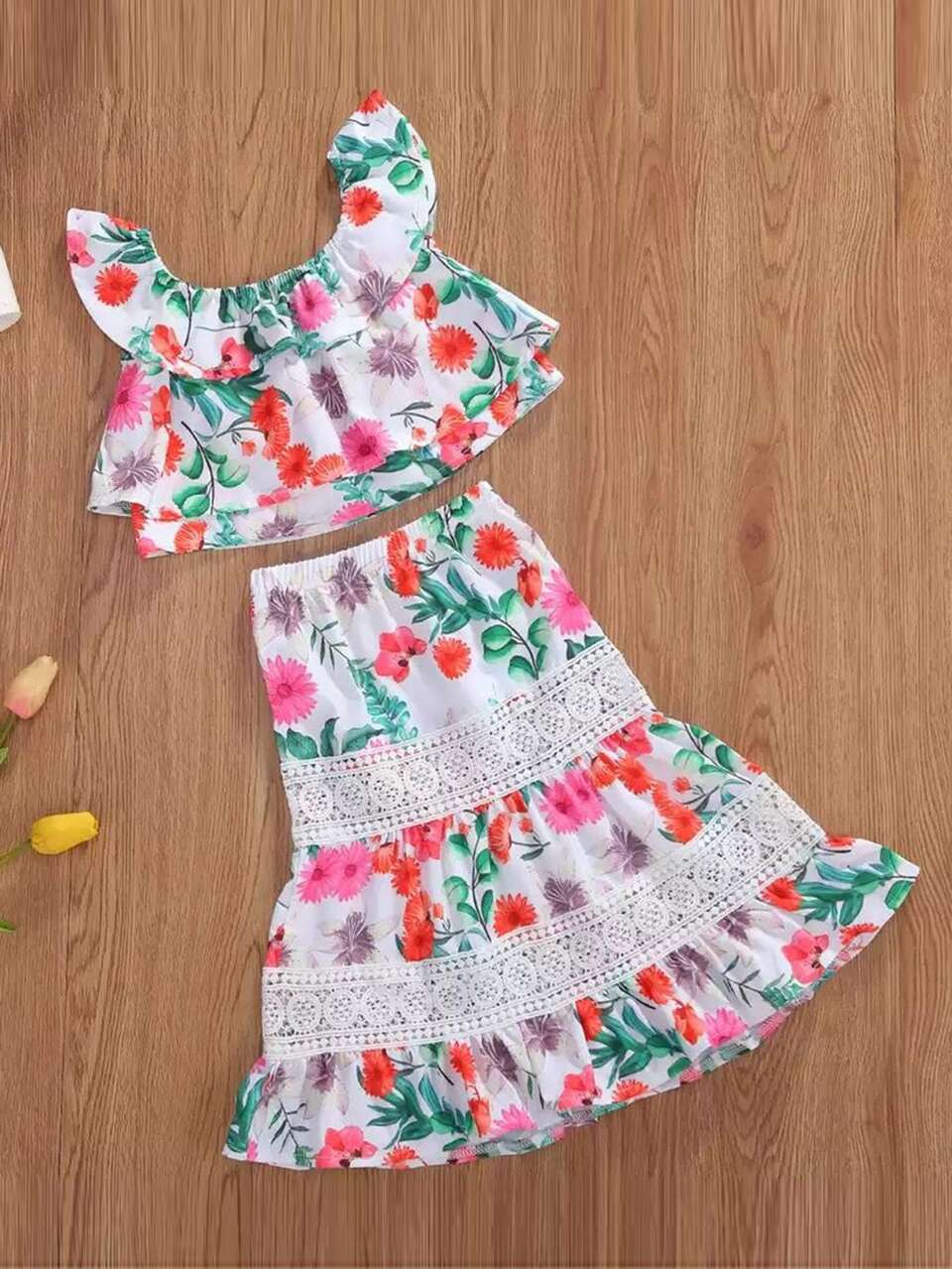 Toddler Girls Floral Print Cami Top & Skirt