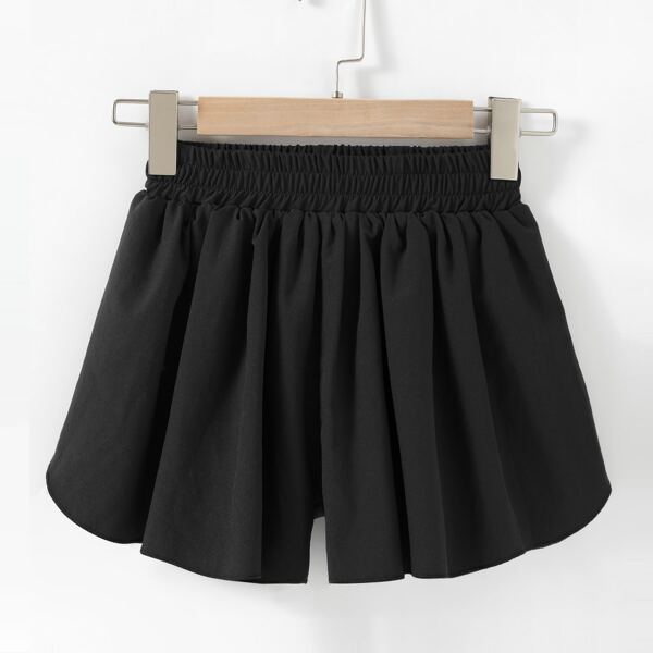 

Girls Solid Wide Leg Shorts, Black