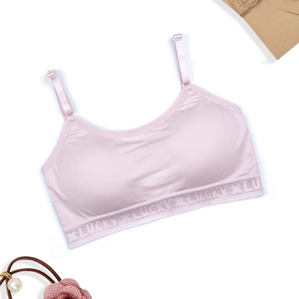 

Girls Letter Graphic Cami Bralette, Baby pink