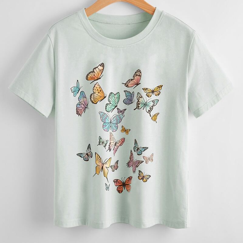 

Butterfly Graphic Tee, Mint green