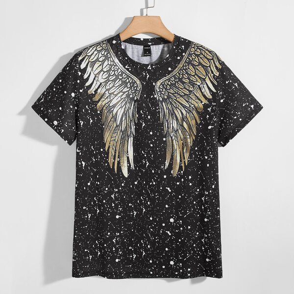 

Men Wing Print Tee, Black
