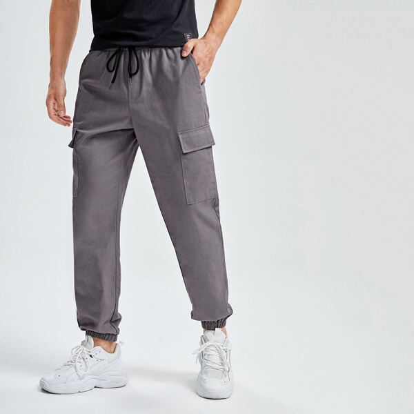 

Men Flap Pocket Cargo Pants, Grey