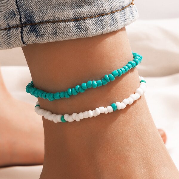 

Beaded Layered Anklet, Multicolor