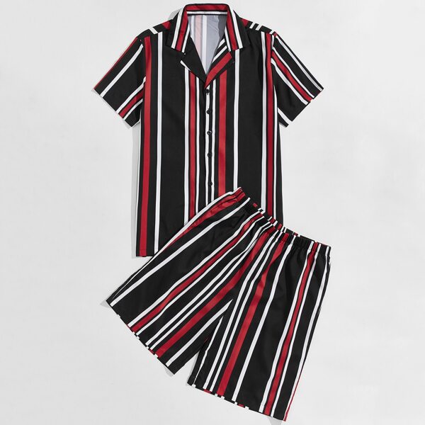 

Men Striped Shirt & Shorts, Multicolor