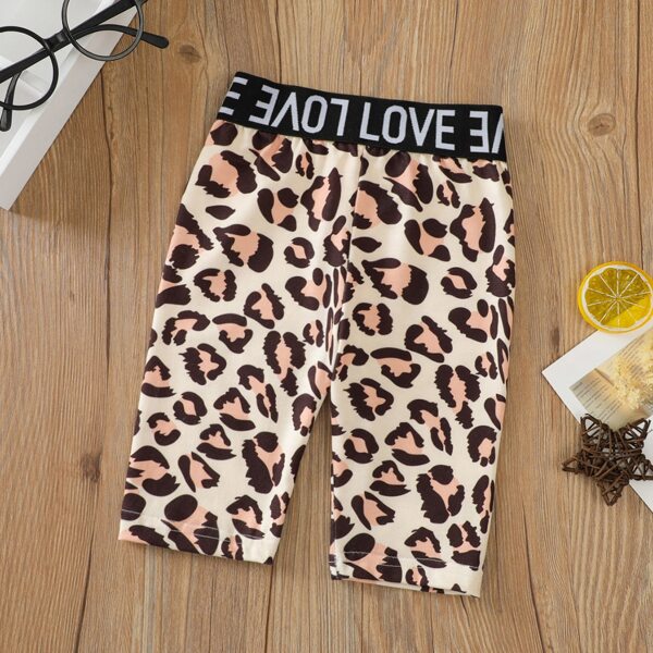 

Toddler Girls Letter Tape Leopard Biker Shorts, Multicolor