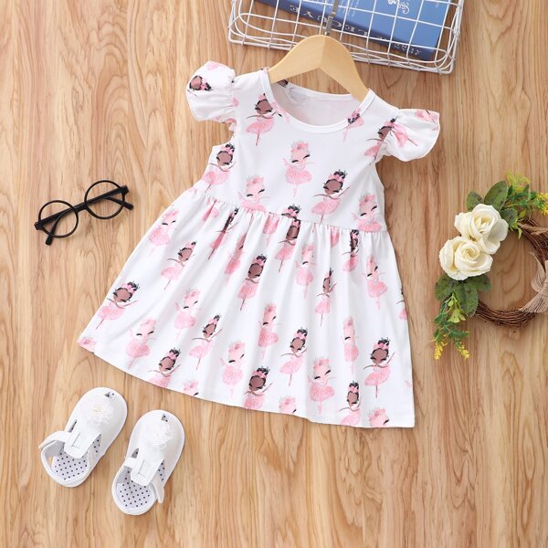 

Baby Girl Figure Graphic Babydoll Dress, Multicolor
