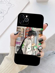 2 piezas funda de celular de pareja con estampado de figura - Negro - Ver 3