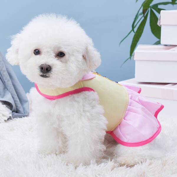 

1pc Flower Print Pet Dress & 1pc Pet Leash, Pink