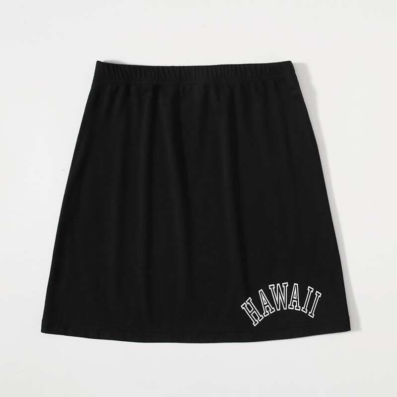 

Letter Print Skirt, Black