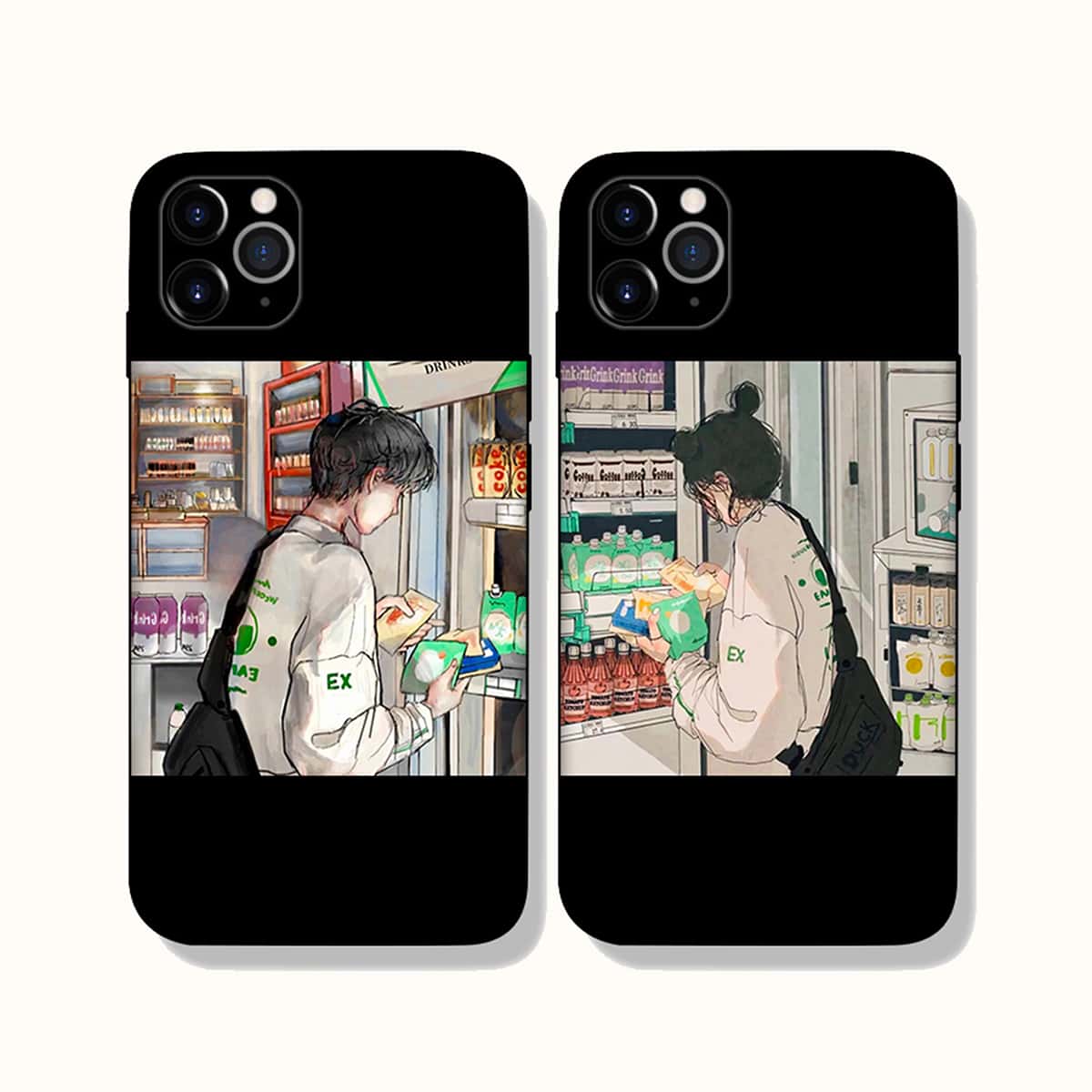 

2pcs Figure Graphic Couple Phone Case, Multicolor