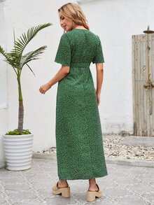 SHEIN فستان التطريز النقطة بوهو