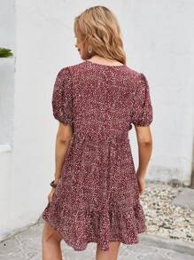 SHEIN Đầm Viên lá sen Tất cả trên in Giải trí - Nhiều màu - Xem 2