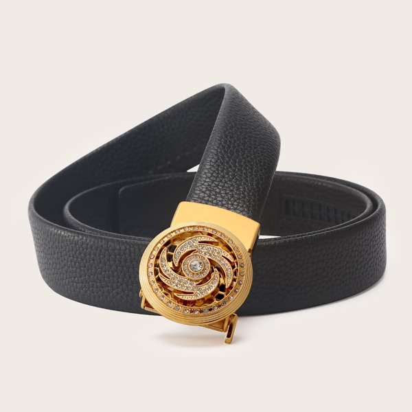 

Men Rhinestone Decor Buckle Belt, Black