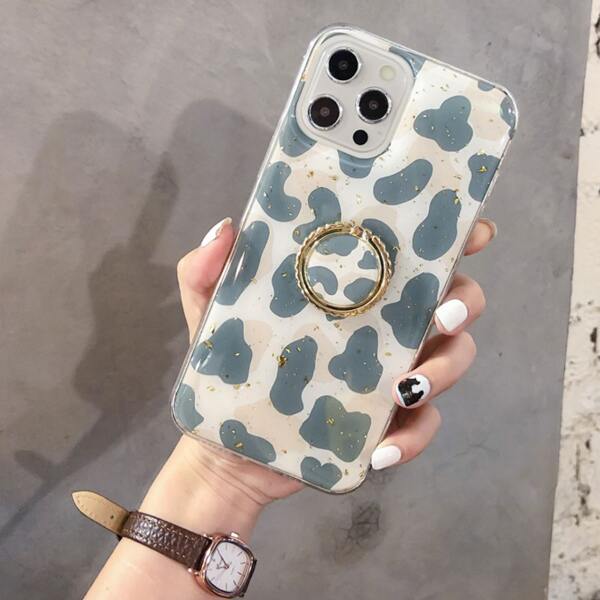 

Cow Print Phone Case With Phone Ring Holder, Blue