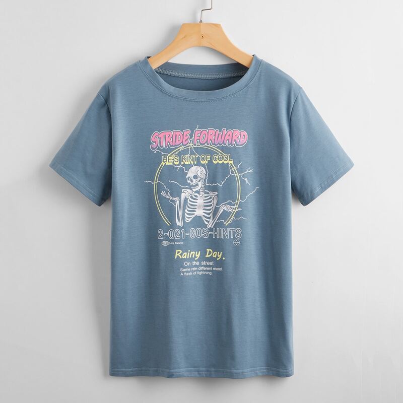 

Letter Skull Graphic Tee, Blue
