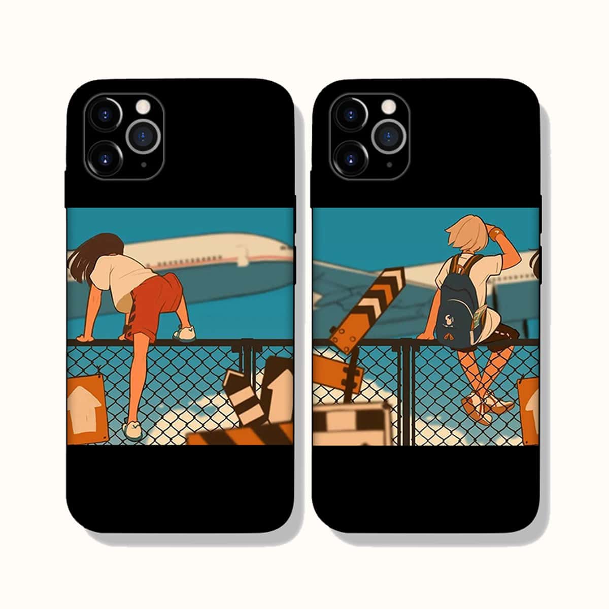 

2pcs Figure Graphic Couple Phone Case, Multicolor