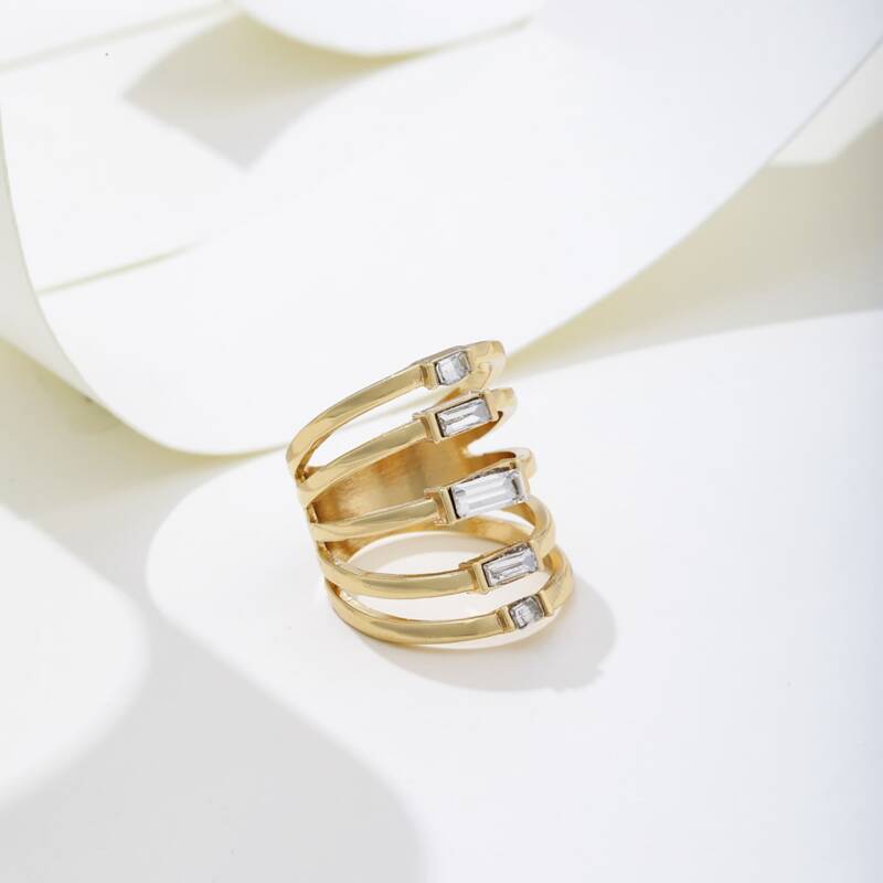 

Rhinestone Layered Ring, White