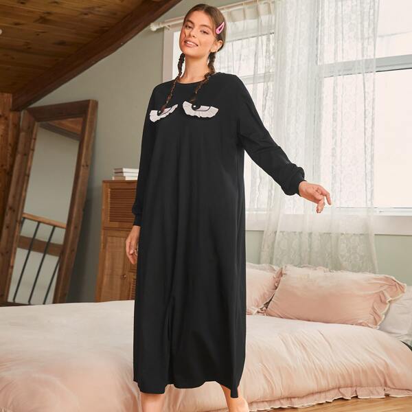 

Eye Embroidered Nightdress, Multicolor