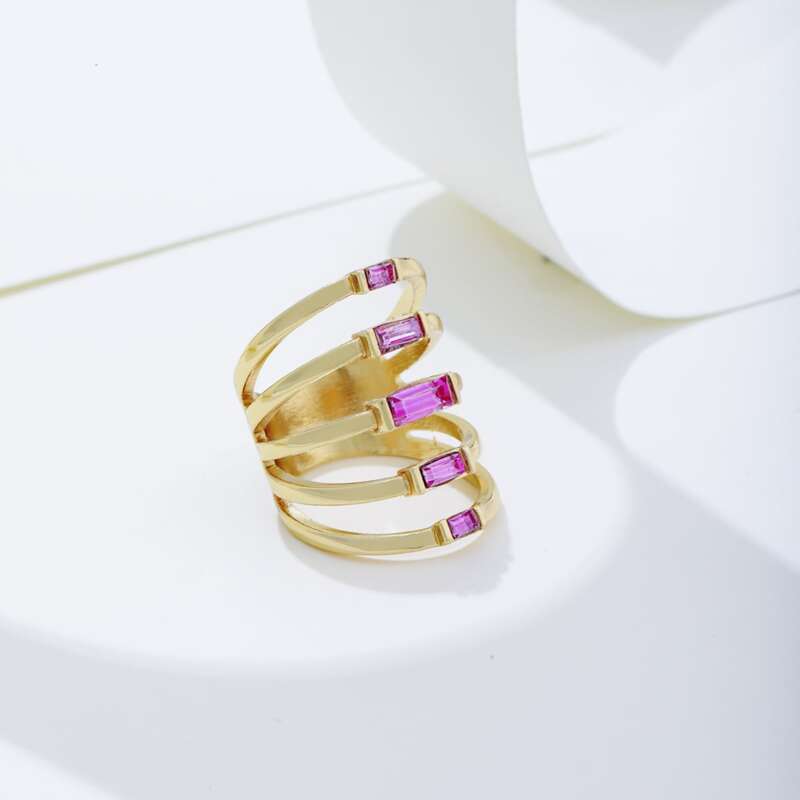 

Rhinestone Layered Ring, Hot pink
