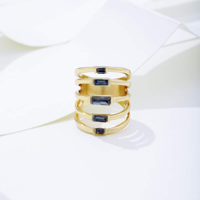 

Rhinestone Layered Ring, Grey
