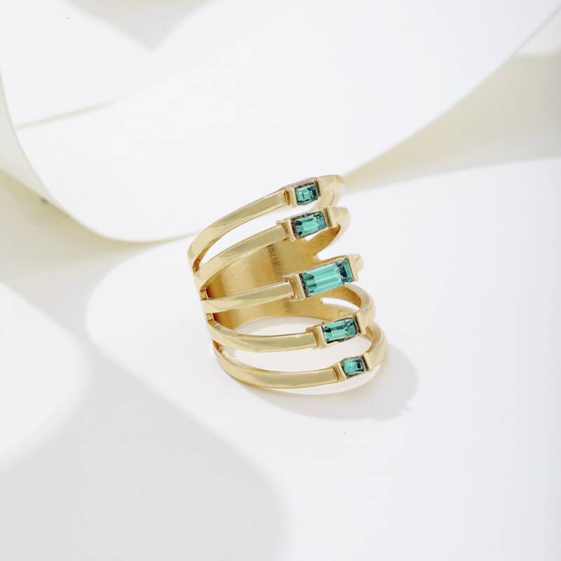 

Rhinestone Layered Ring, Green