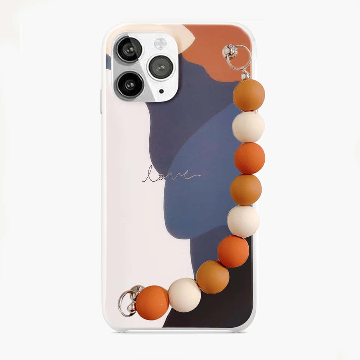 

Color Block Beaded Hand Strap Phone Case, Multicolor