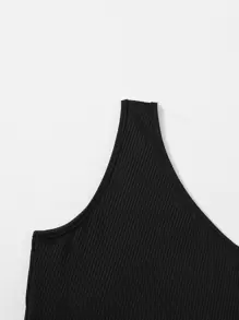 Chiquease One Shoulder Top & Gingham Belted Shorts - Black and White - View 4