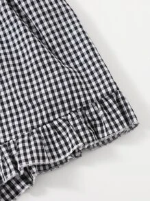 Chiquease One Shoulder Top & Gingham Belted Shorts - Black and White - View 5