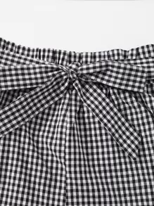 Chiquease One Shoulder Top & Gingham Belted Shorts - Black and White - View 6