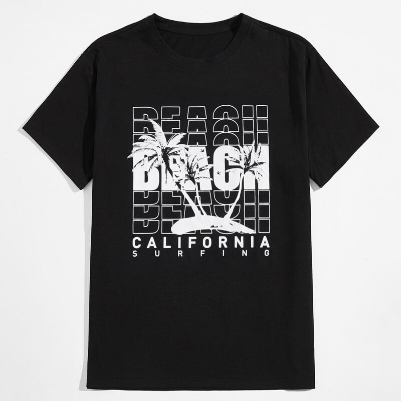 

Guys Letter Coconut Tree Graphic Tee, Black