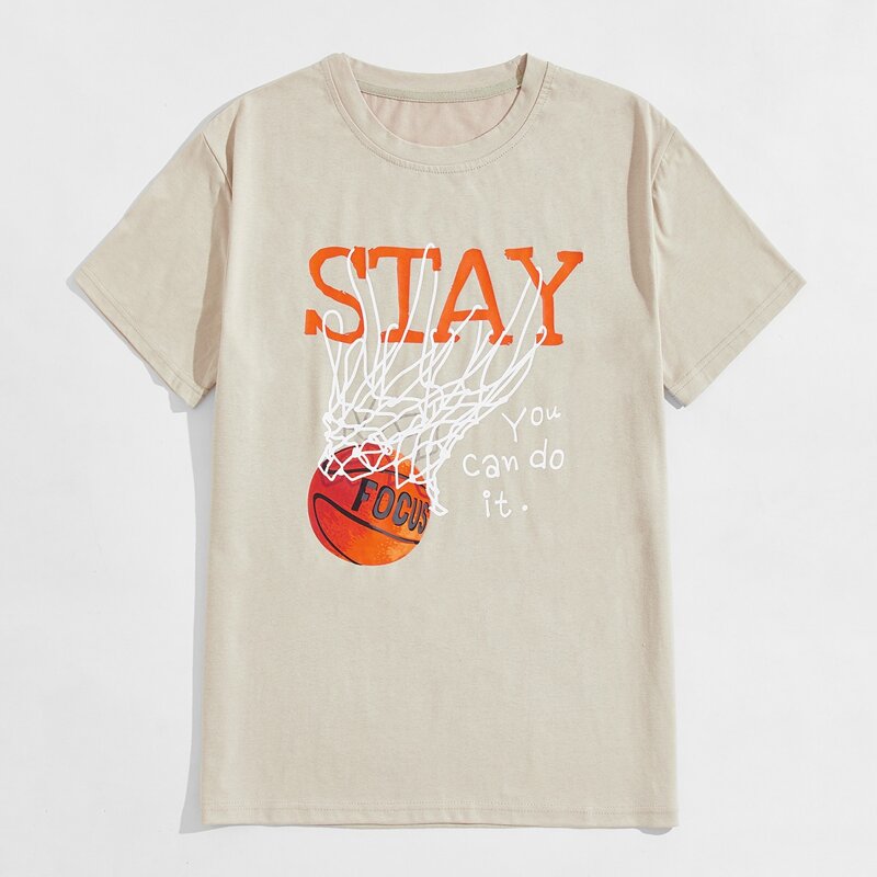 

Guys Letter Basketball Graphic Tee, Khaki
