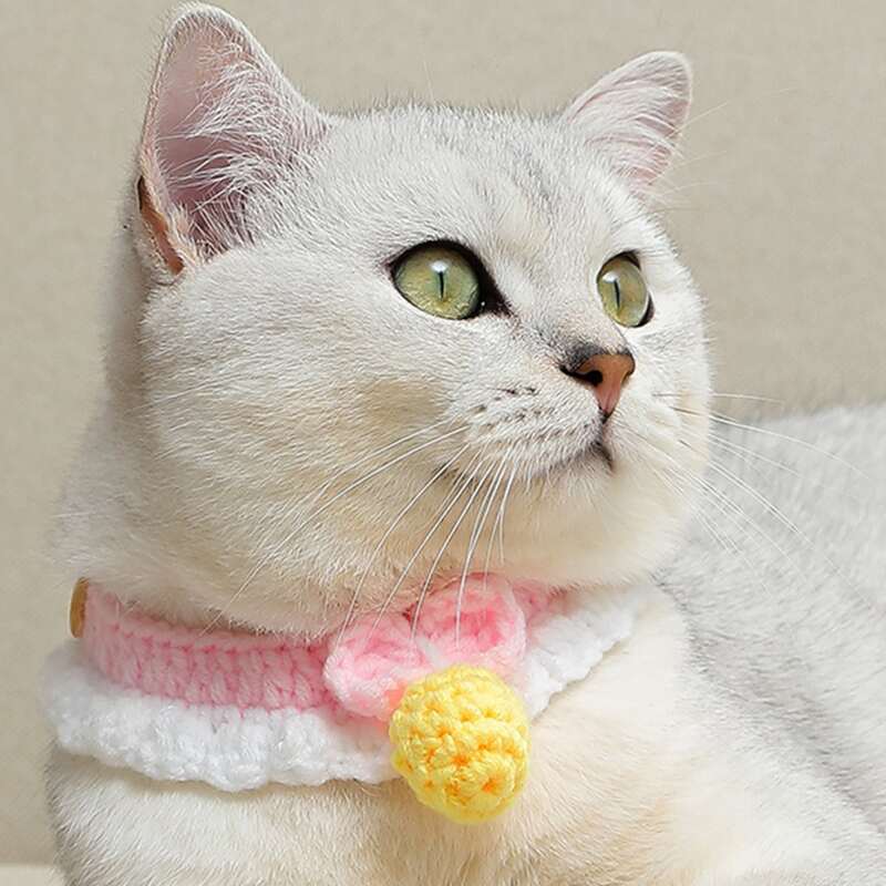 

1pc Knitted Pet Necklace, Pink